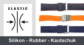 Uhrenarmband-Sortiment aus Rubber, Silikon & Kautschuk